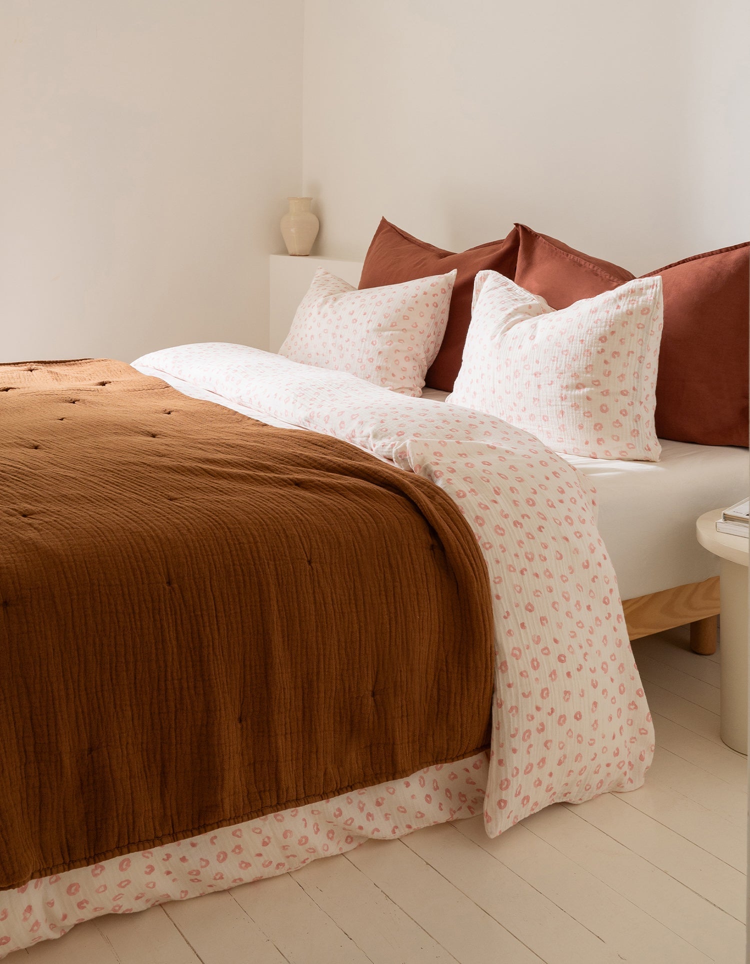 Pillowcases in double-ply cotton gauze - Pink Léo