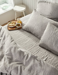Drap housse en lin lavé - Gris Chambray