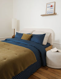 Drap housse en satin de coton - Marine
