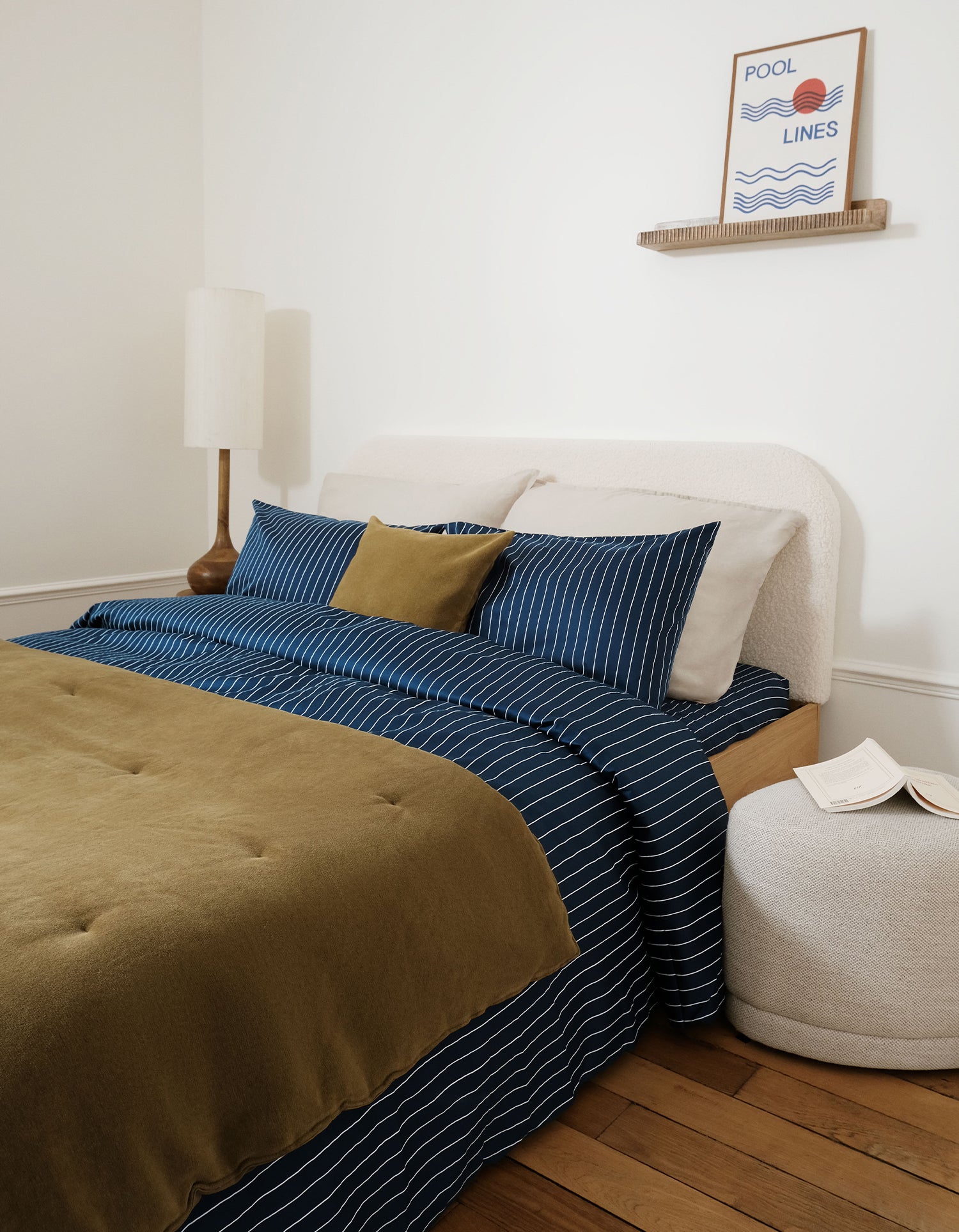 Drap housse en satin de coton - Marine