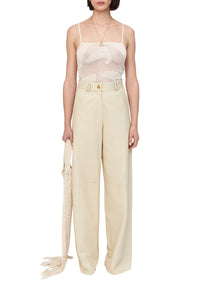 Pantalon large Bouquet en cuir - Oyster