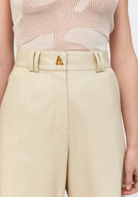 Pantalon large Bouquet en cuir - Oyster