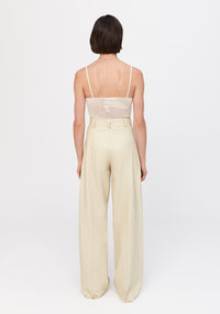 Pantalon large Bouquet en cuir - Oyster