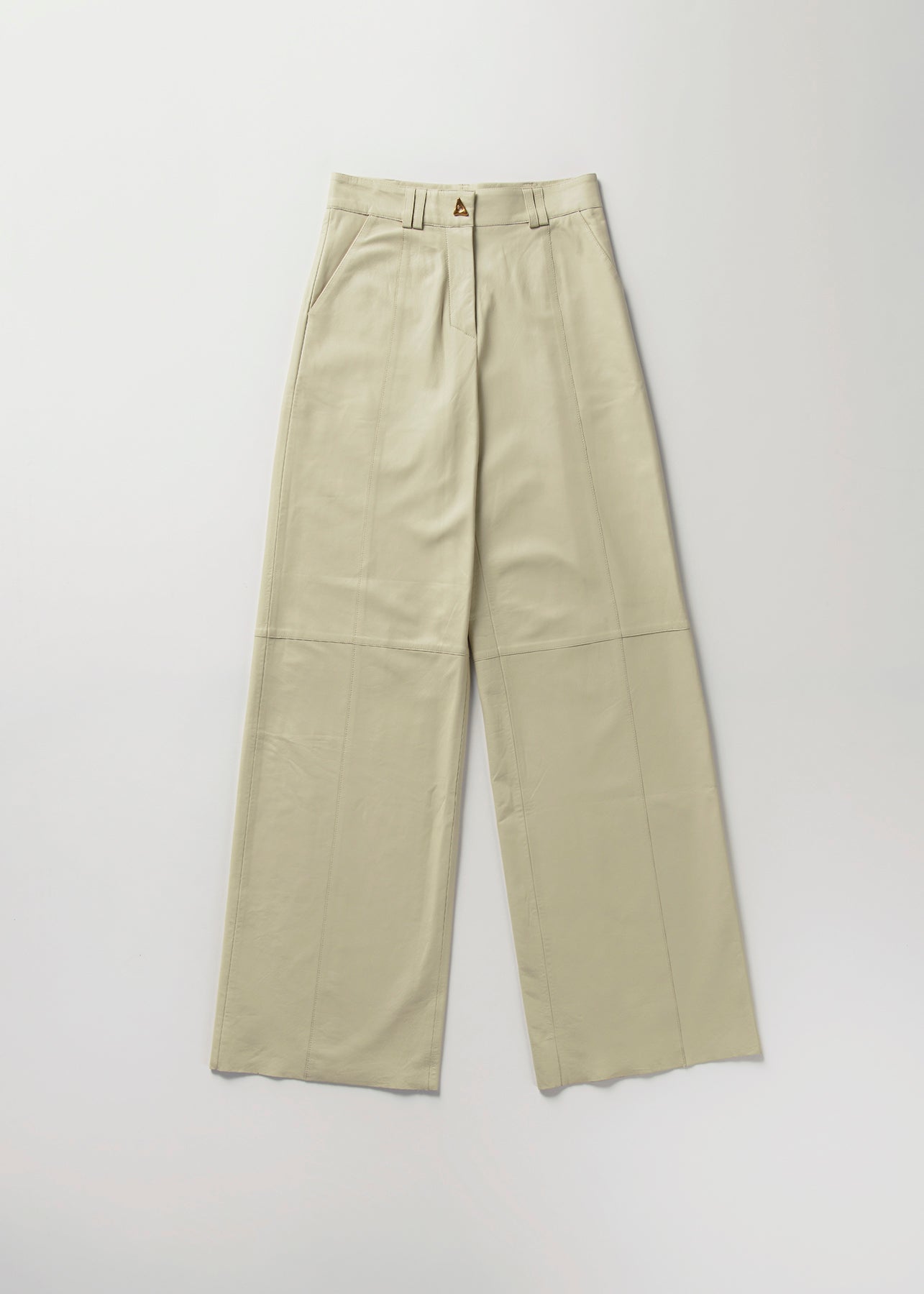 Pantalon large Bouquet en cuir - Oyster