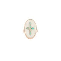 Bague Bowie n°3 en or rose - Turquoise