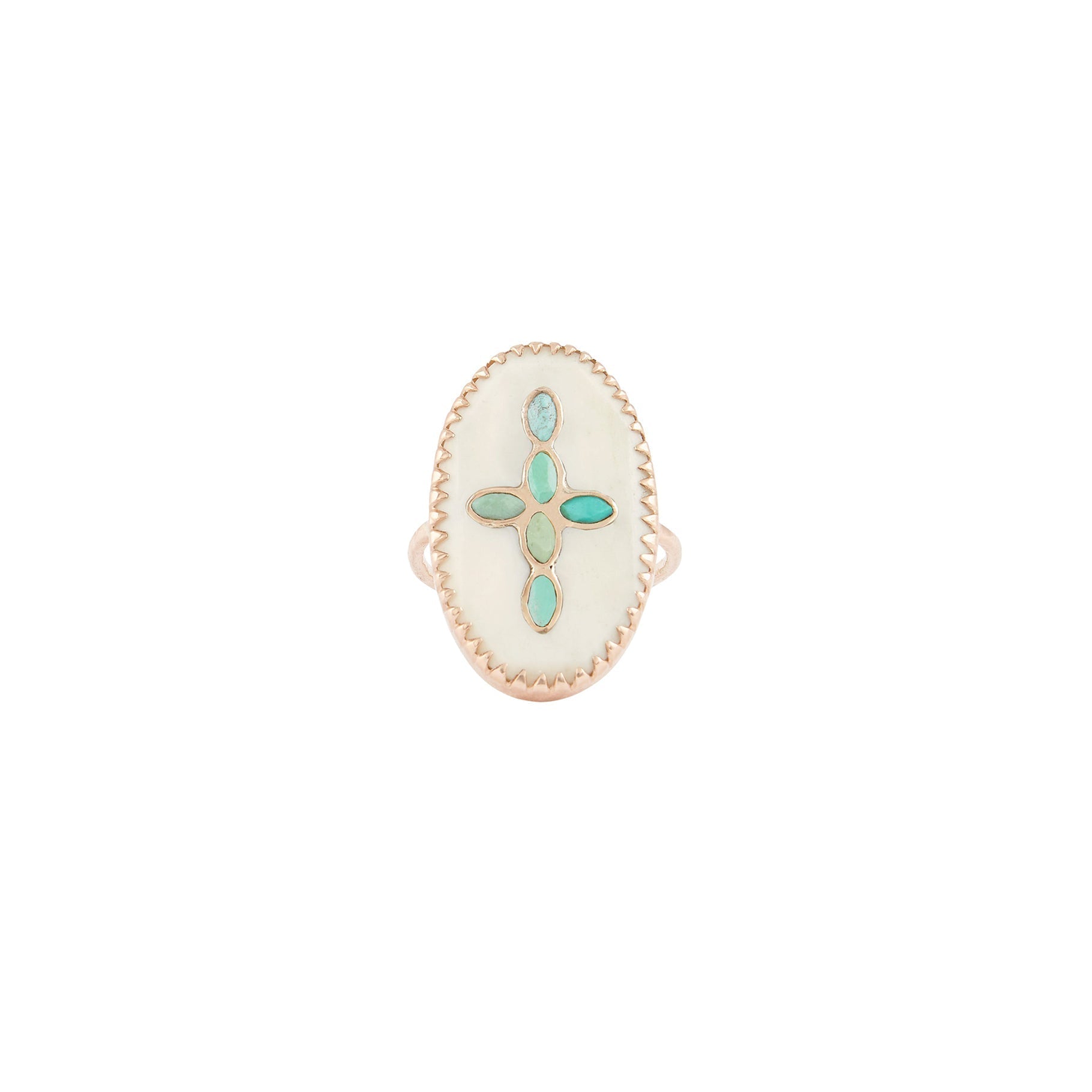 Bague Bowie n°3 en or rose - Turquoise