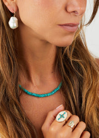 Bague Bowie n°3 en or rose - Turquoise