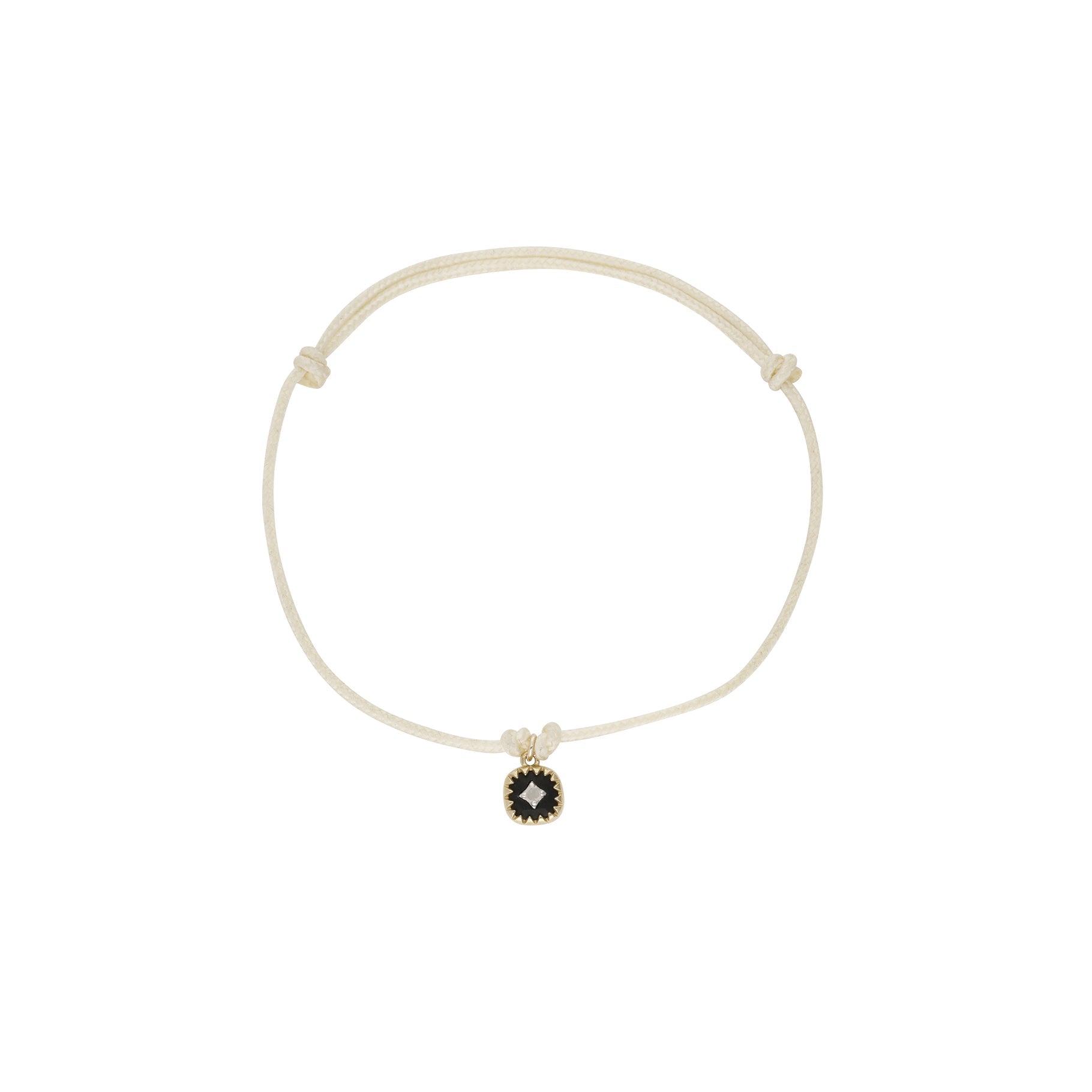 Yellow Gold Diamond-Set Cord Bracelet - Diamond & Two-tone Bakelite