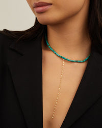 Yellow gold necklace - Stabilised turquoise
