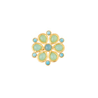 Broche Rosace dorée à l'or fin et multipierres - Vert