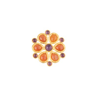 Broche Rosace fine gold multi-stone - Orange & Violet
