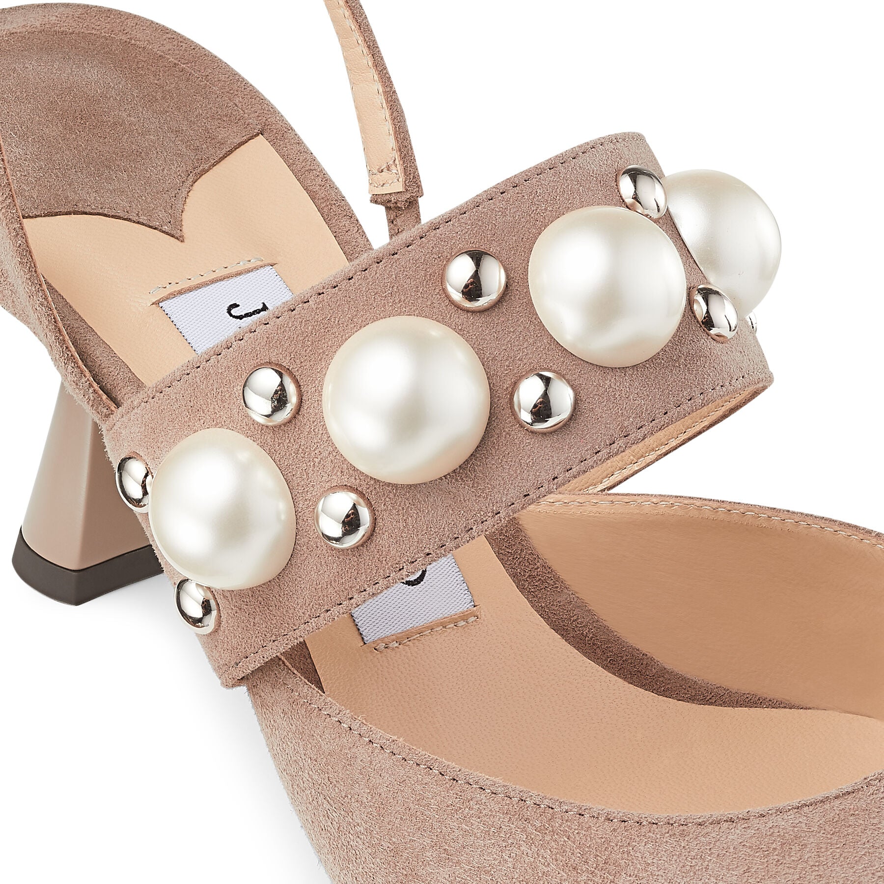 Slingbacks Breslin 65 avec perles en daim - Light Mocca & White