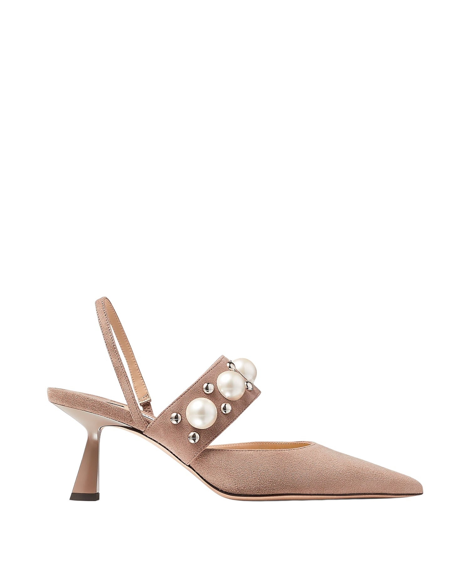 Slingbacks Breslin 65 avec perles en daim - Light Mocca & White