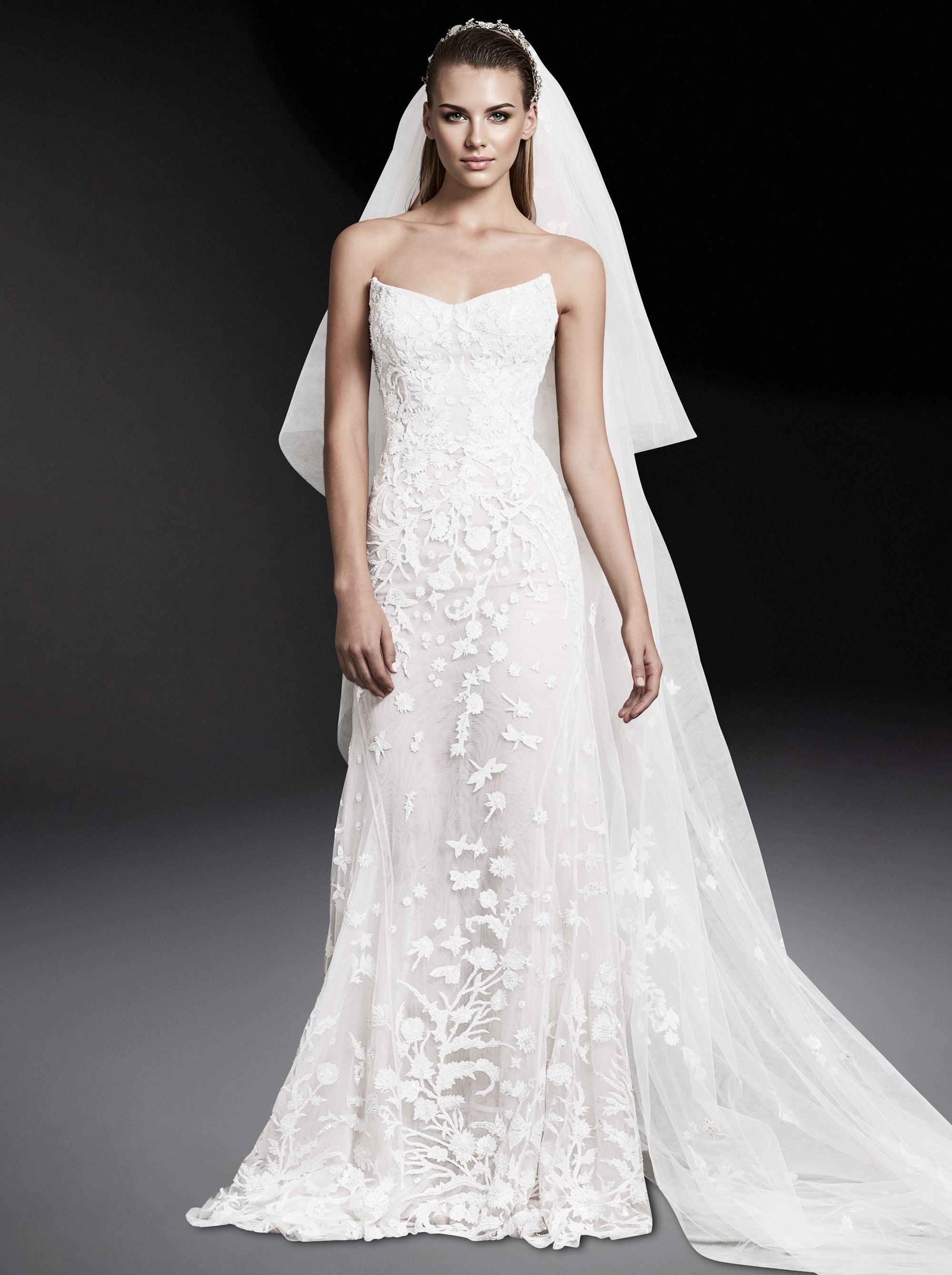 Robe bustier à broderie en soie - Snow White