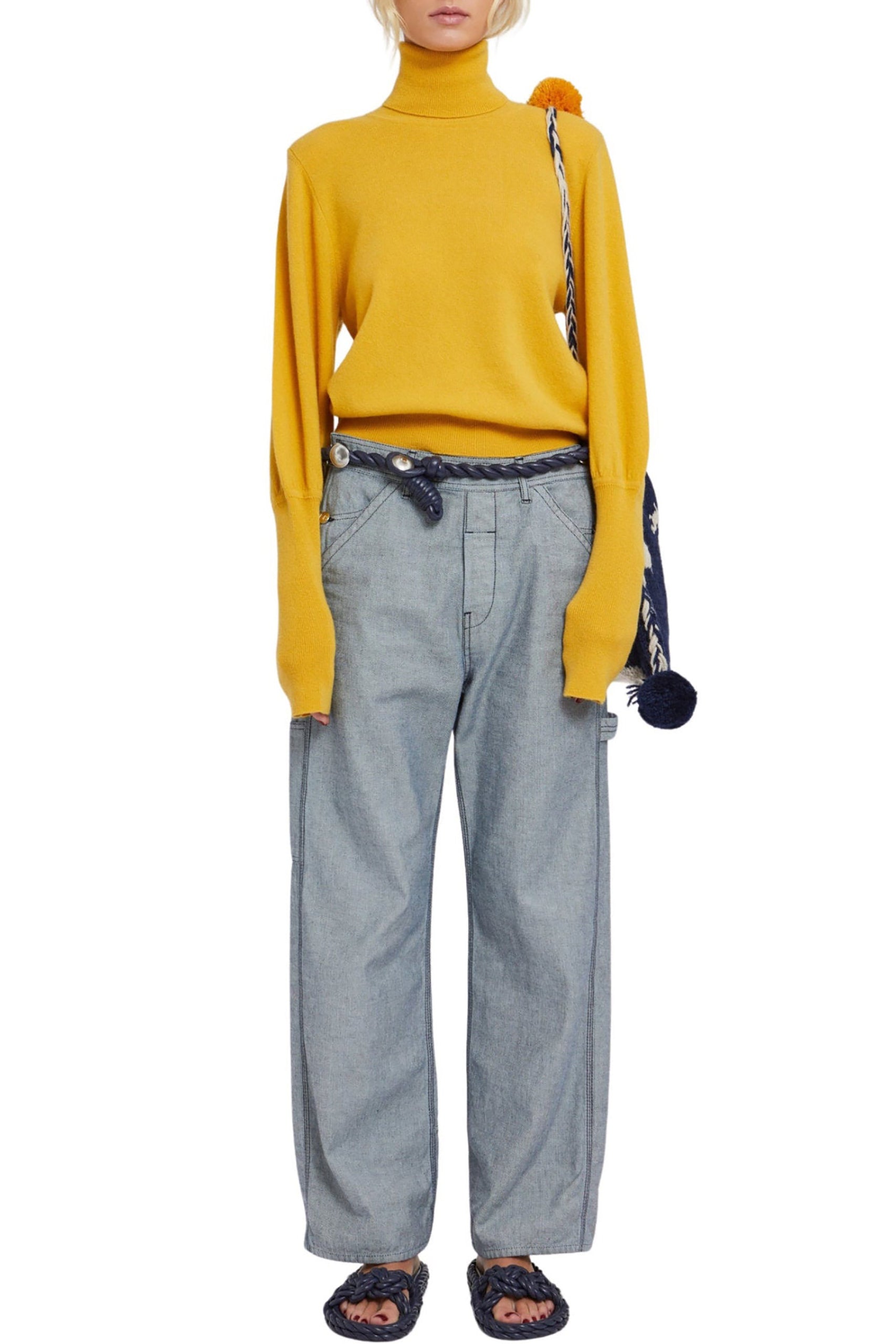 Pull Brocoli à col roulé en laine - Yellow