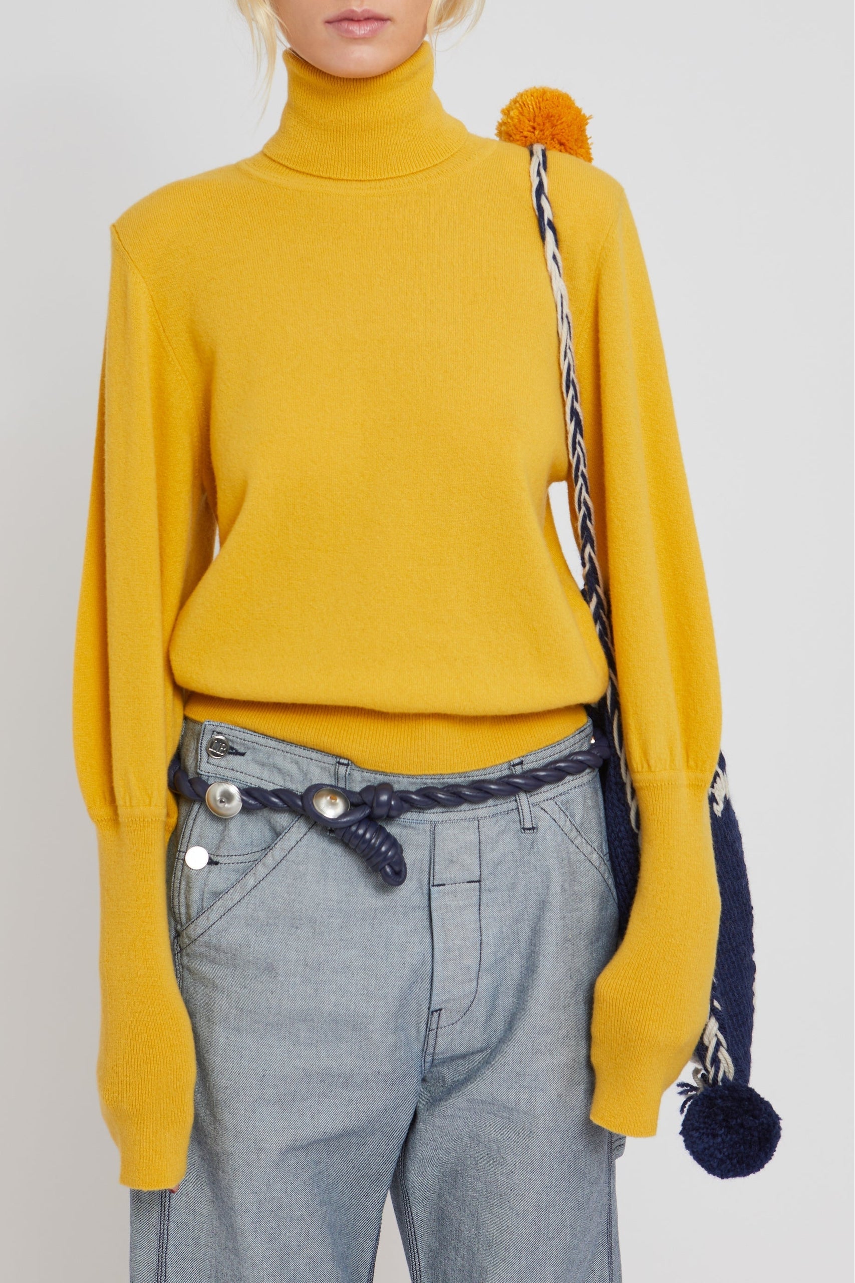 Pull Brocoli à col roulé en laine - Yellow