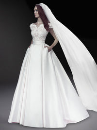 Voile drapé en tulle - Blanc de Blanc