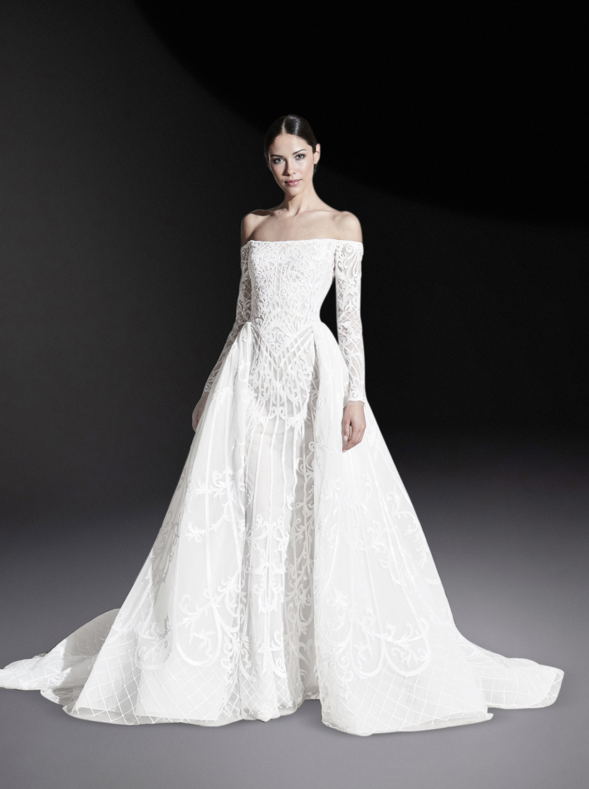 Robe brodée en soie - Off White