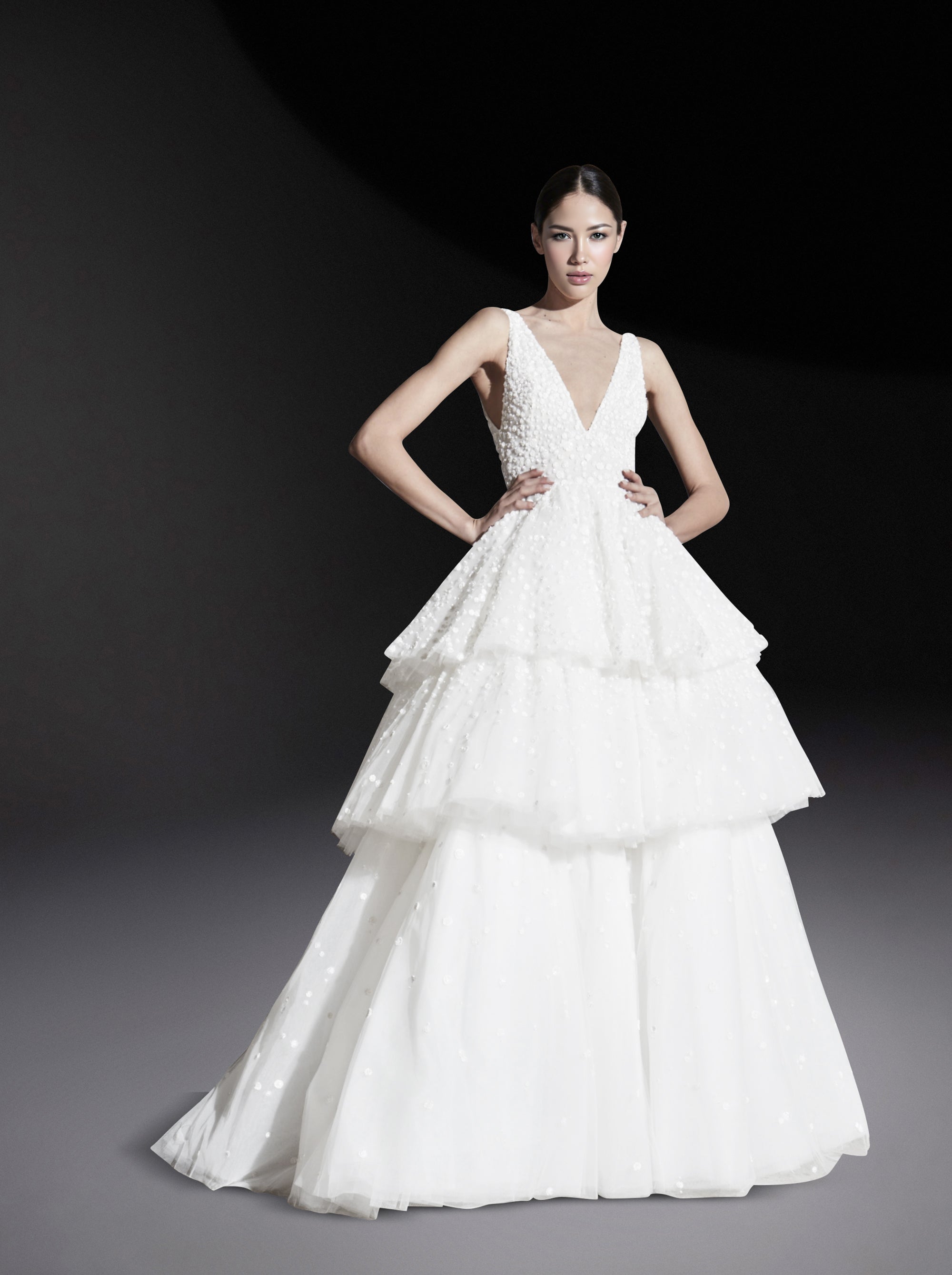 Robe à volants brodée en soie - Off White