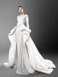 Surjupe nouée en satin - Pearled Ivory