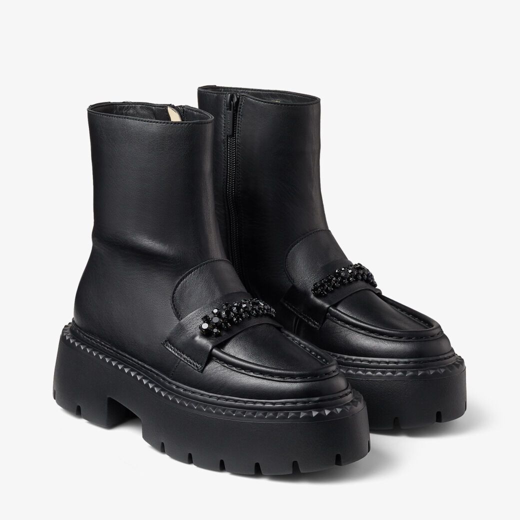 Bottines Bryer en cuir - Black & Jet Black