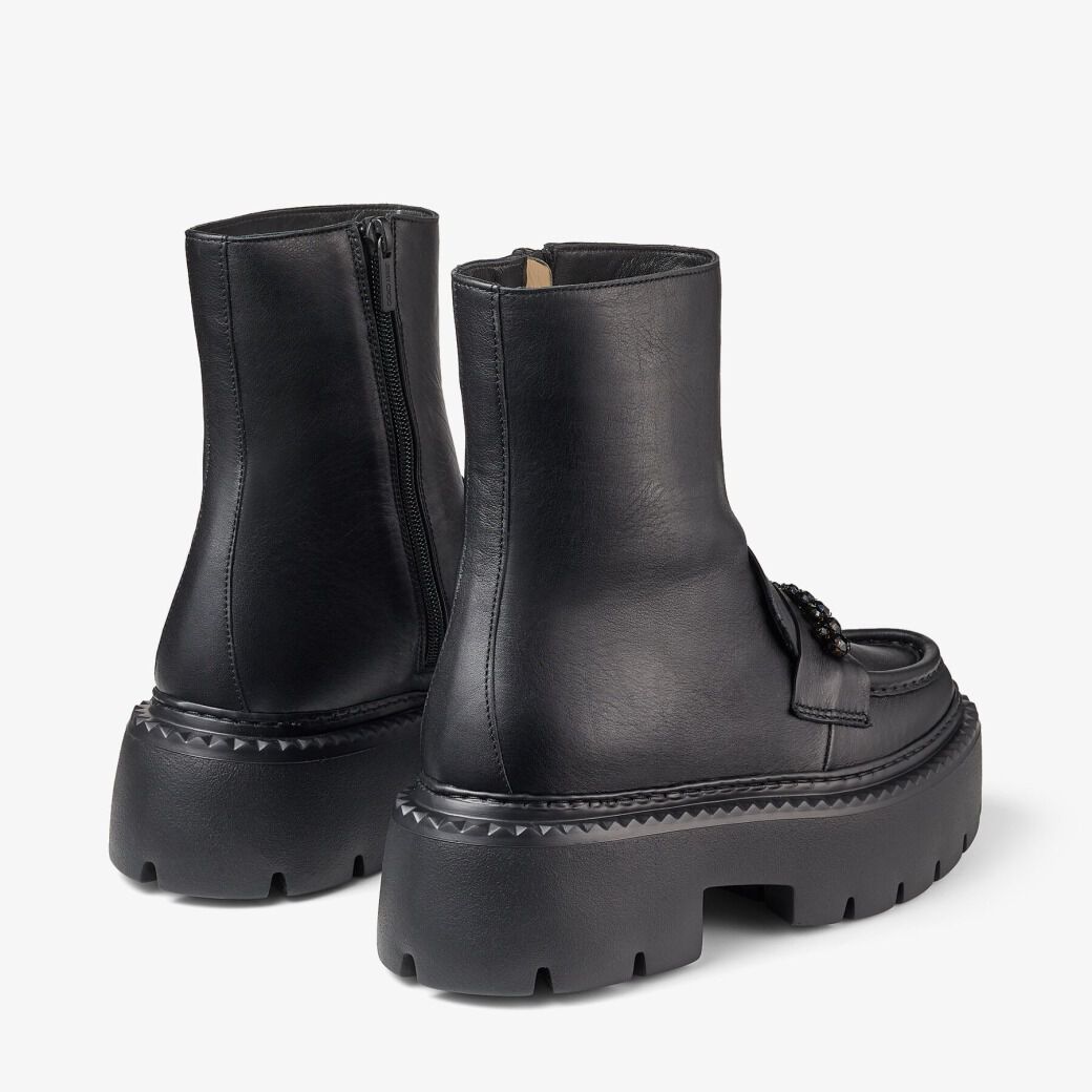 Bottines Bryer en cuir - Black & Jet Black