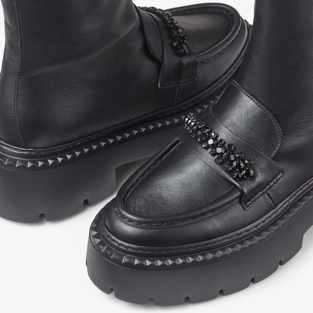 Bottines Bryer en cuir - Black & Jet Black
