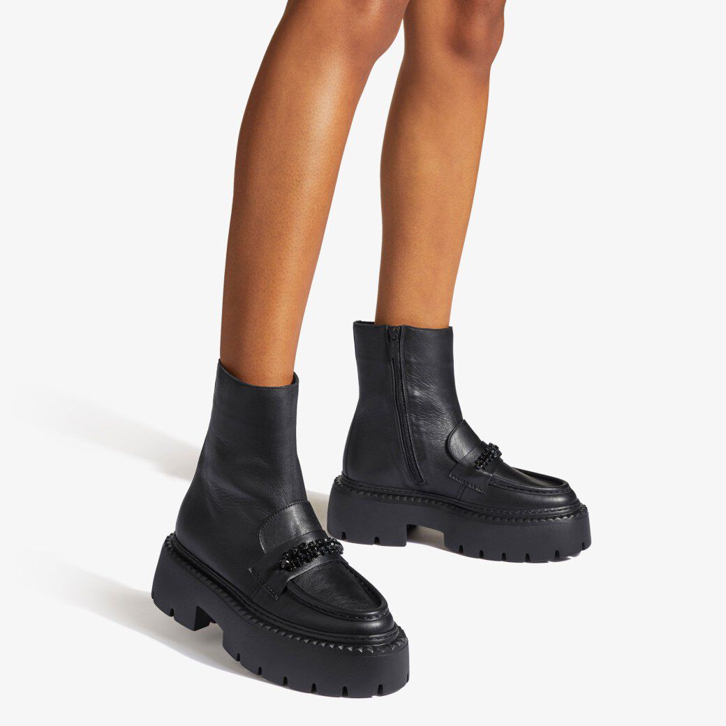 Bottines Bryer en cuir - Black & Jet Black