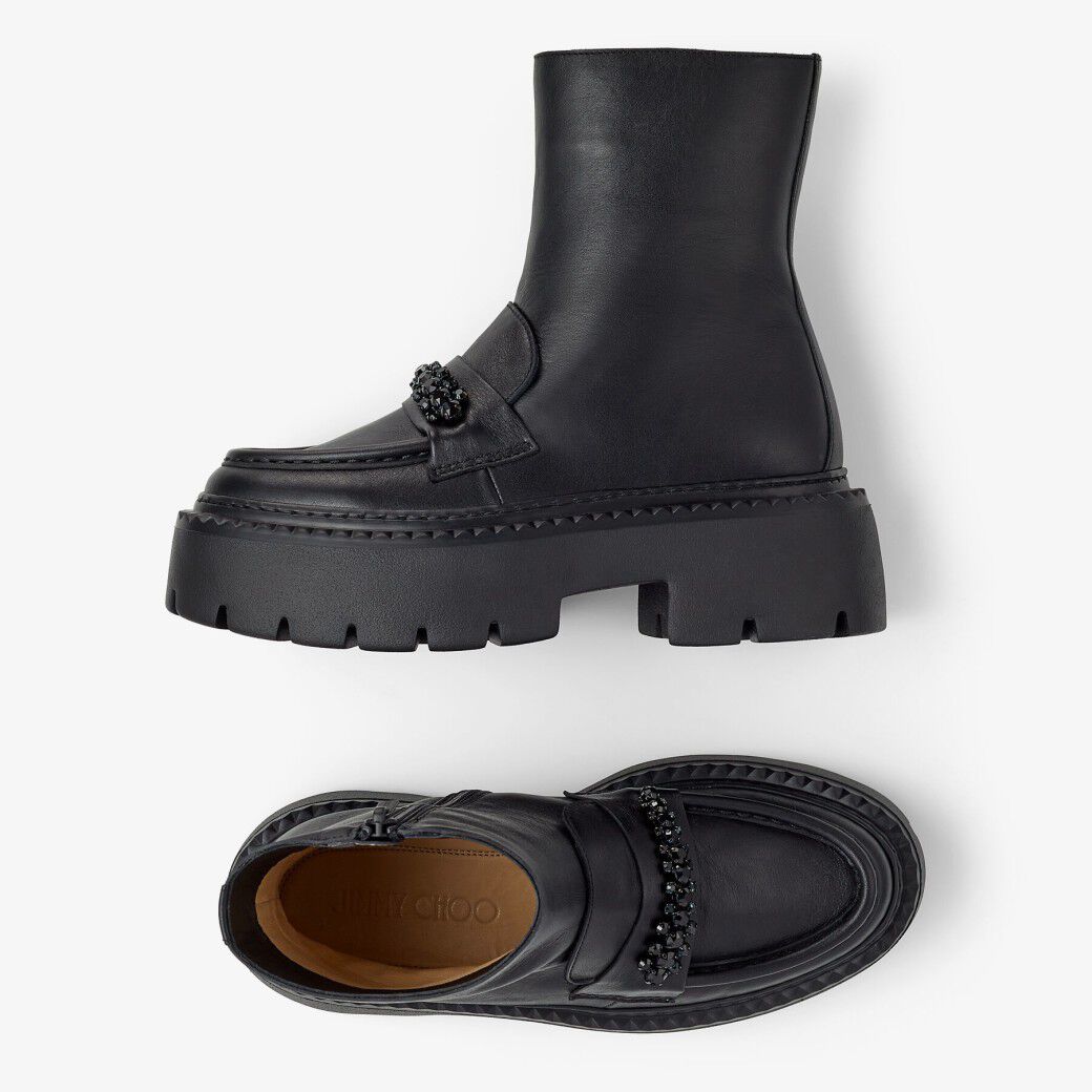 Bottines Bryer en cuir - Black & Jet Black