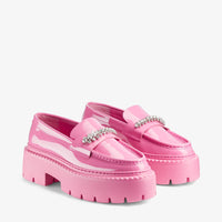 Mocassins Bryer en cuir verni à cristaux - Candy Pink