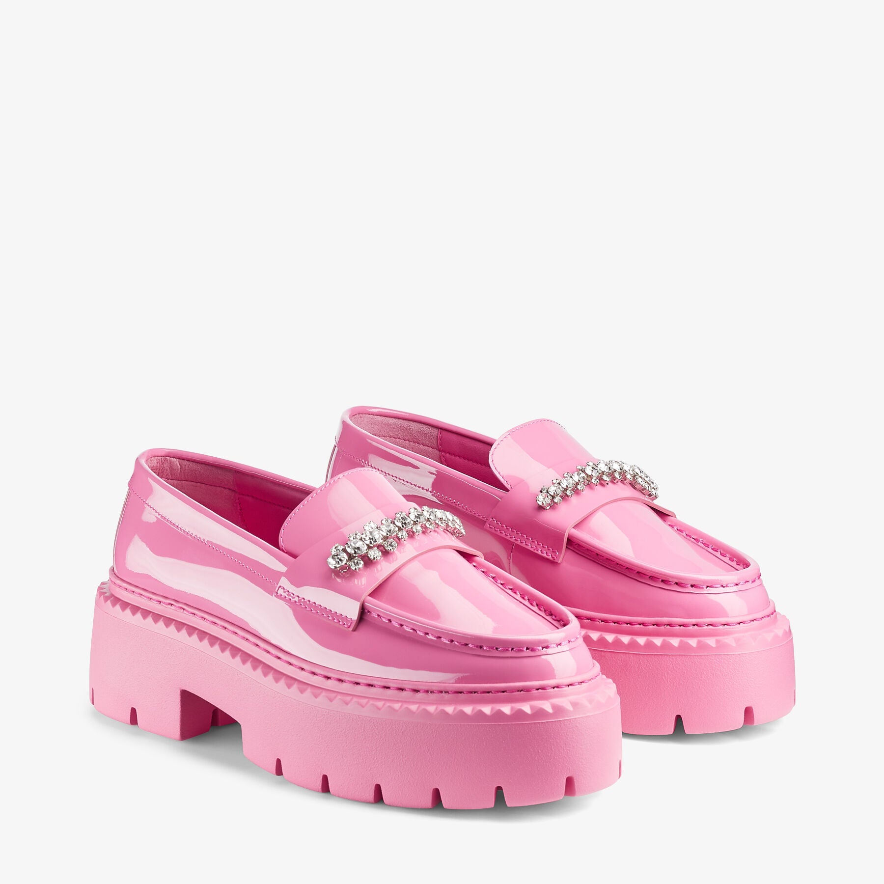 Mocassins Bryer en cuir verni à cristaux - Candy Pink