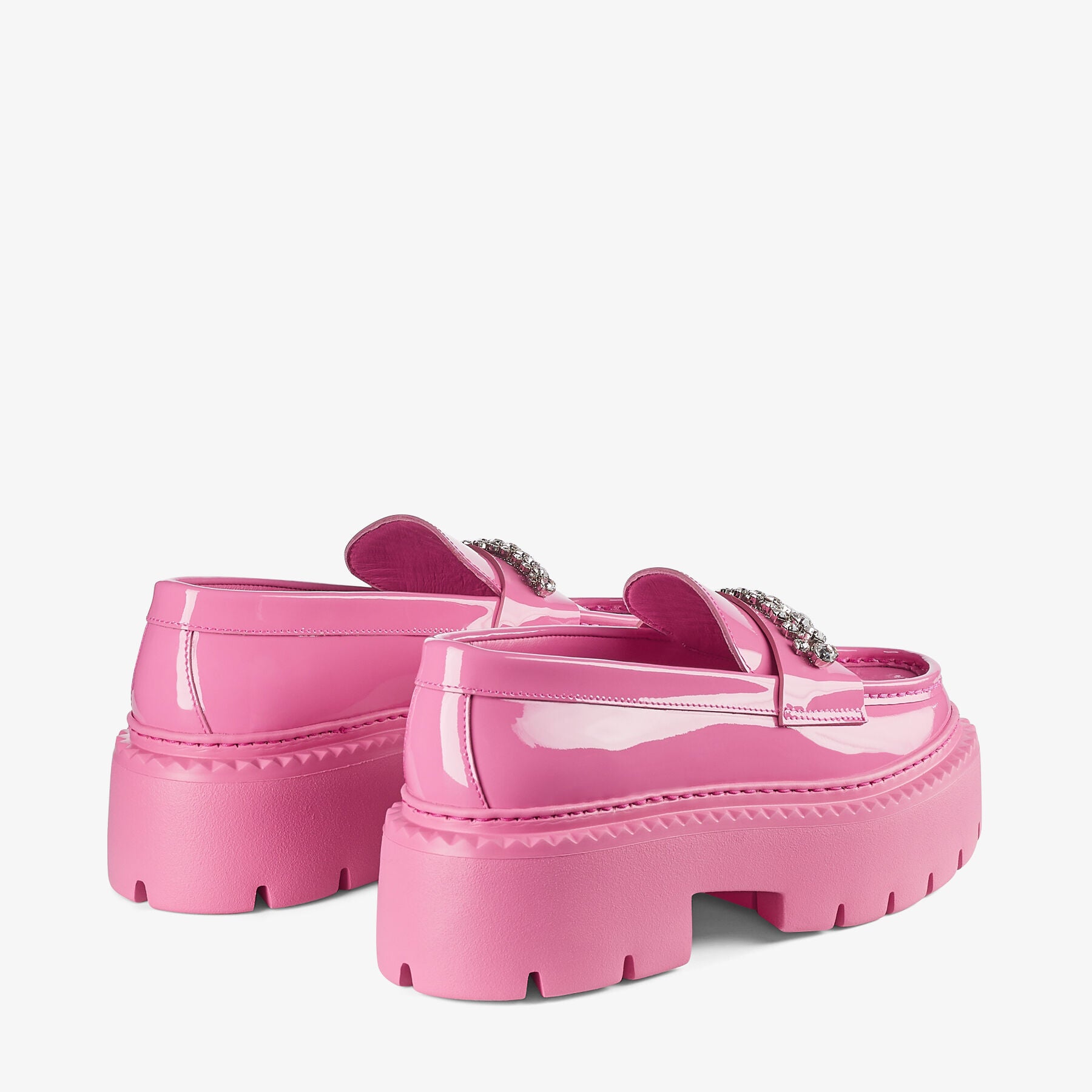 Mocassins Bryer en cuir verni à cristaux - Candy Pink