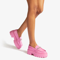 Mocassins Bryer en cuir verni à cristaux - Candy Pink