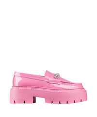 Mocassins Bryer en cuir verni à cristaux - Candy Pink