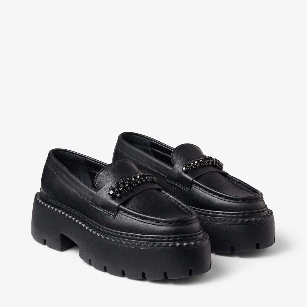 Mocassins plates Bryer en cuir - Black & Jet Black
