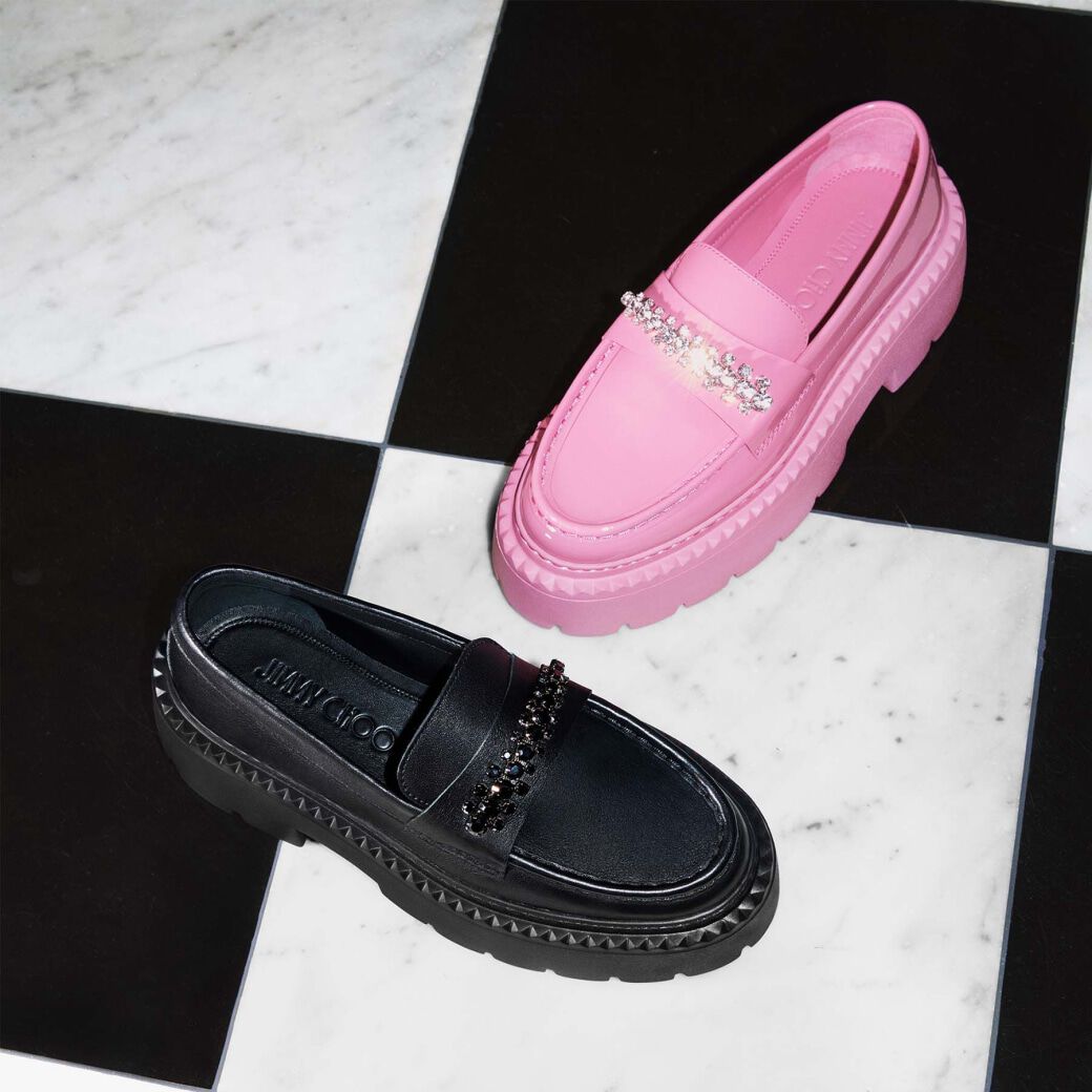 Mocassins plates Bryer en cuir - Black & Jet Black