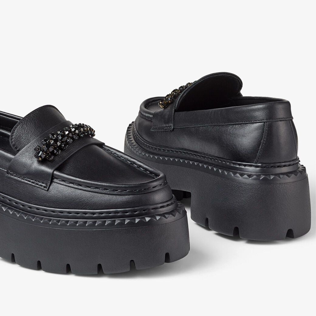 Mocassins plates Bryer en cuir - Black & Jet Black