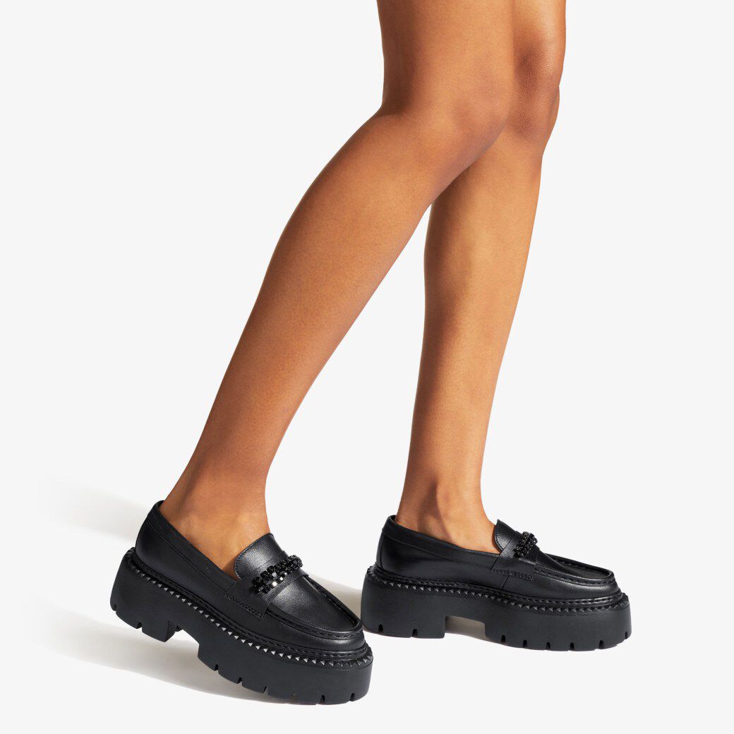 Mocassins plates Bryer en cuir - Black & Jet Black
