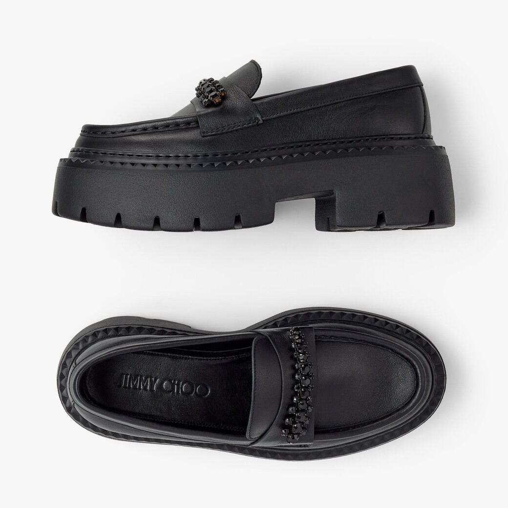 Mocassins plates Bryer en cuir - Black & Jet Black