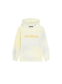 Sweat à capuche tie and dye en coton à logo balmain - Multicolore