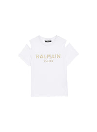T-shirt en coton à logo balmain - Blanc & Or