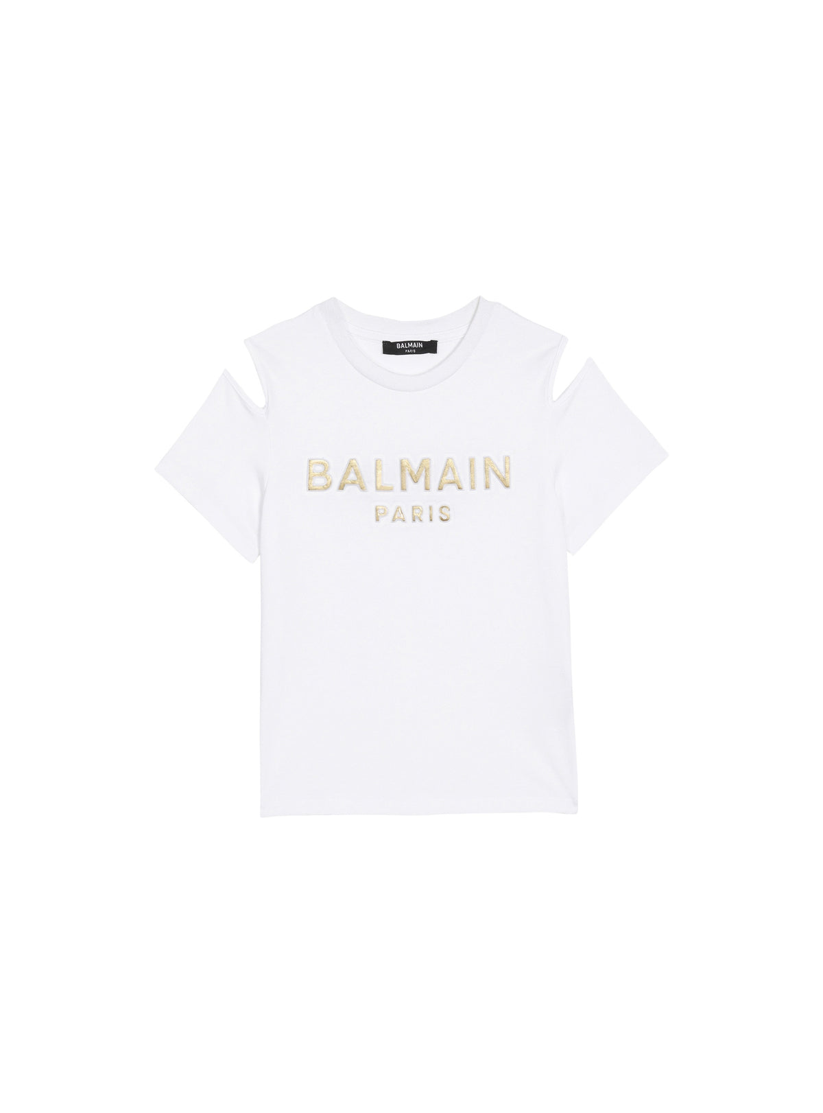 T-shirt en coton à logo balmain - Blanc & Or