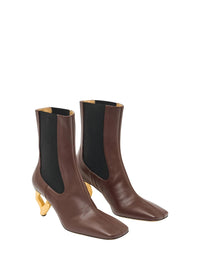 Bottines Chelsea À Talon En Chaîne Cousue W - Deep Walnut
