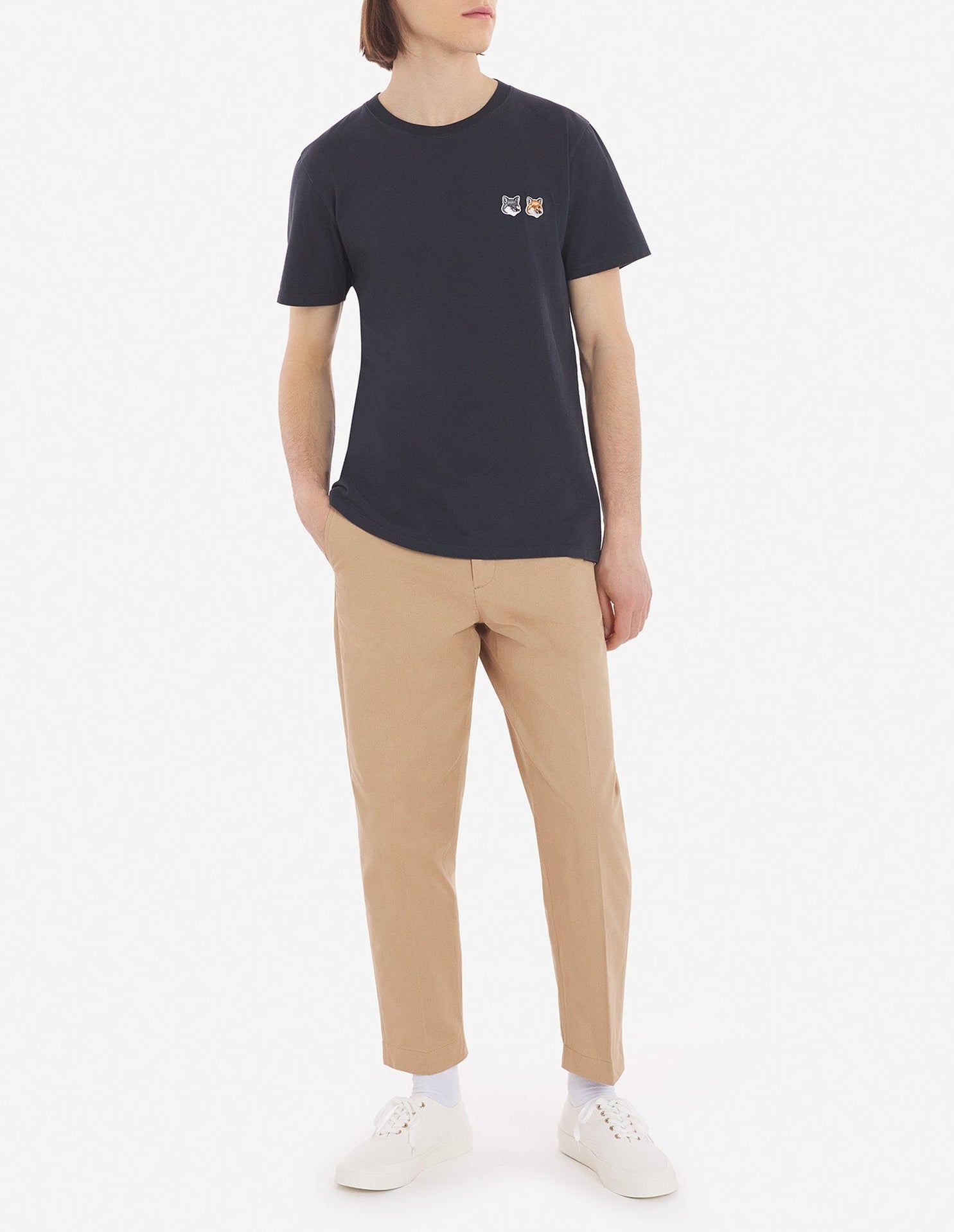 Short-sleeved double badge T-shirt - Anthracite