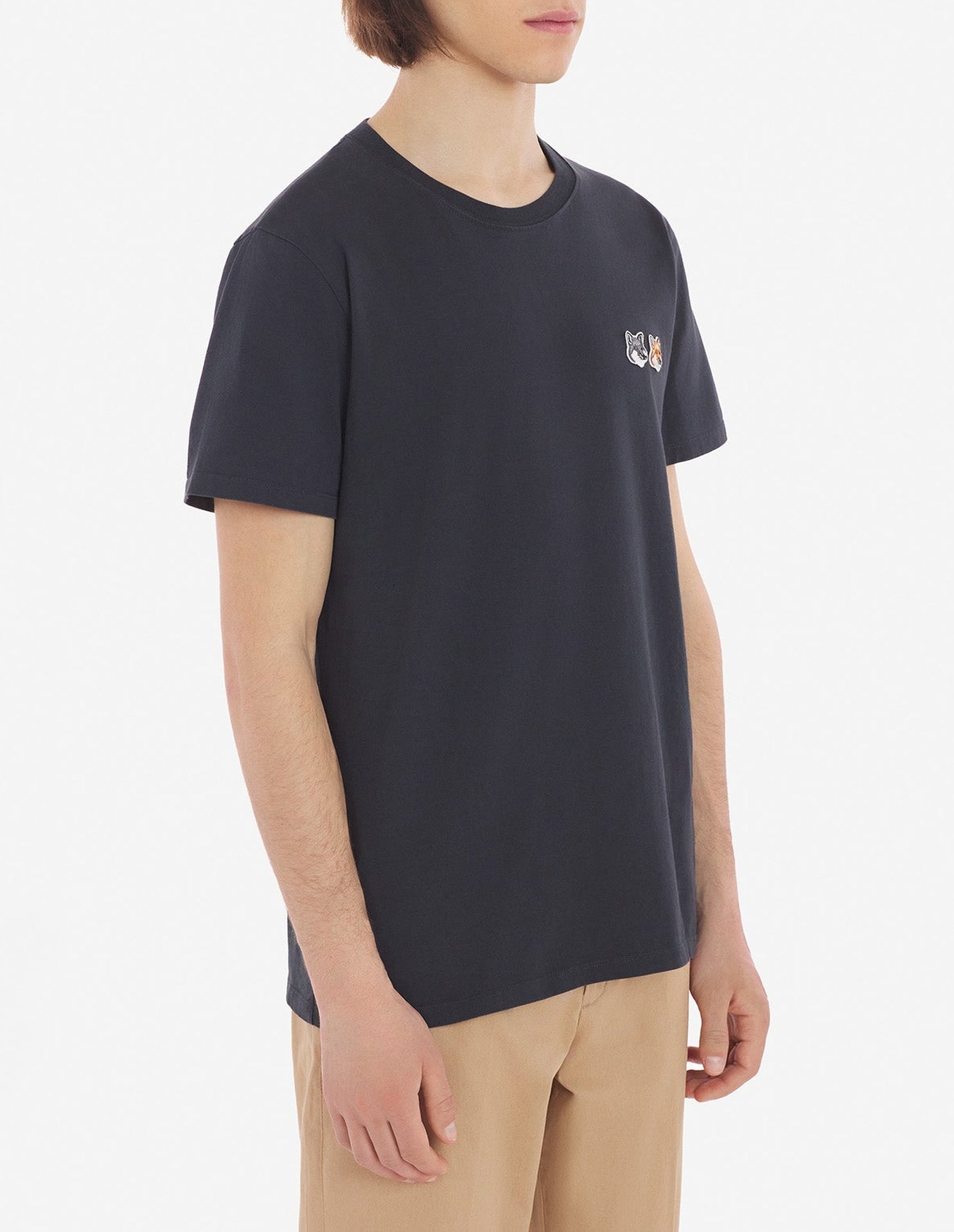 T-shirt manches courtes à double écusson - Anthracite