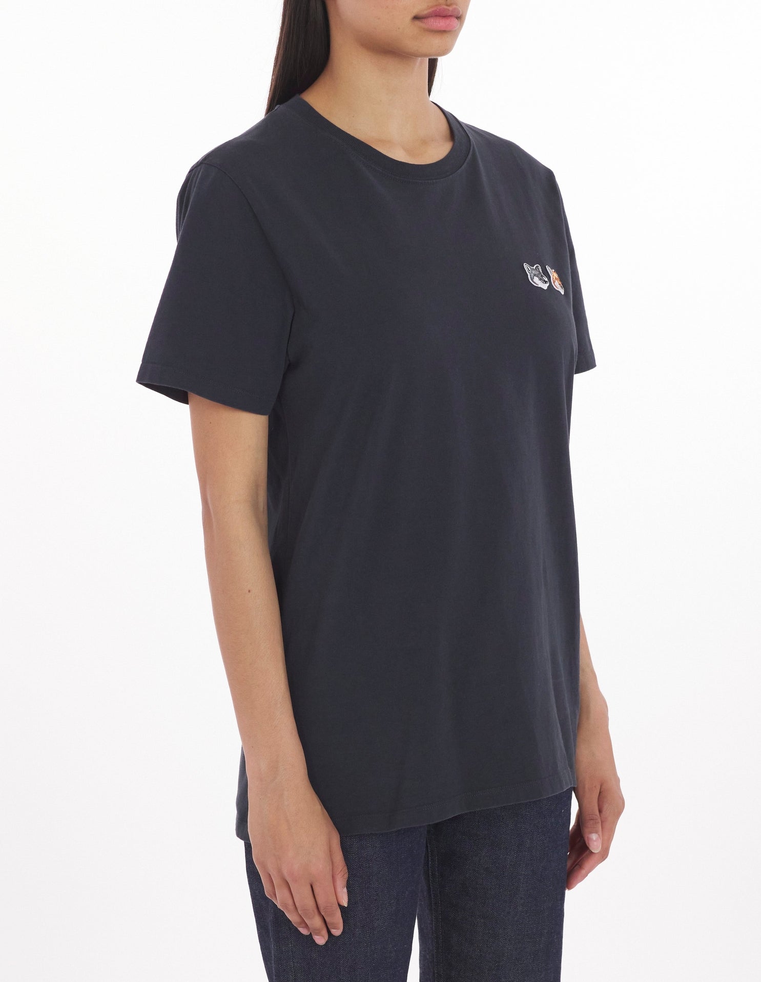 T-shirt manches courtes à double écusson - Anthracite