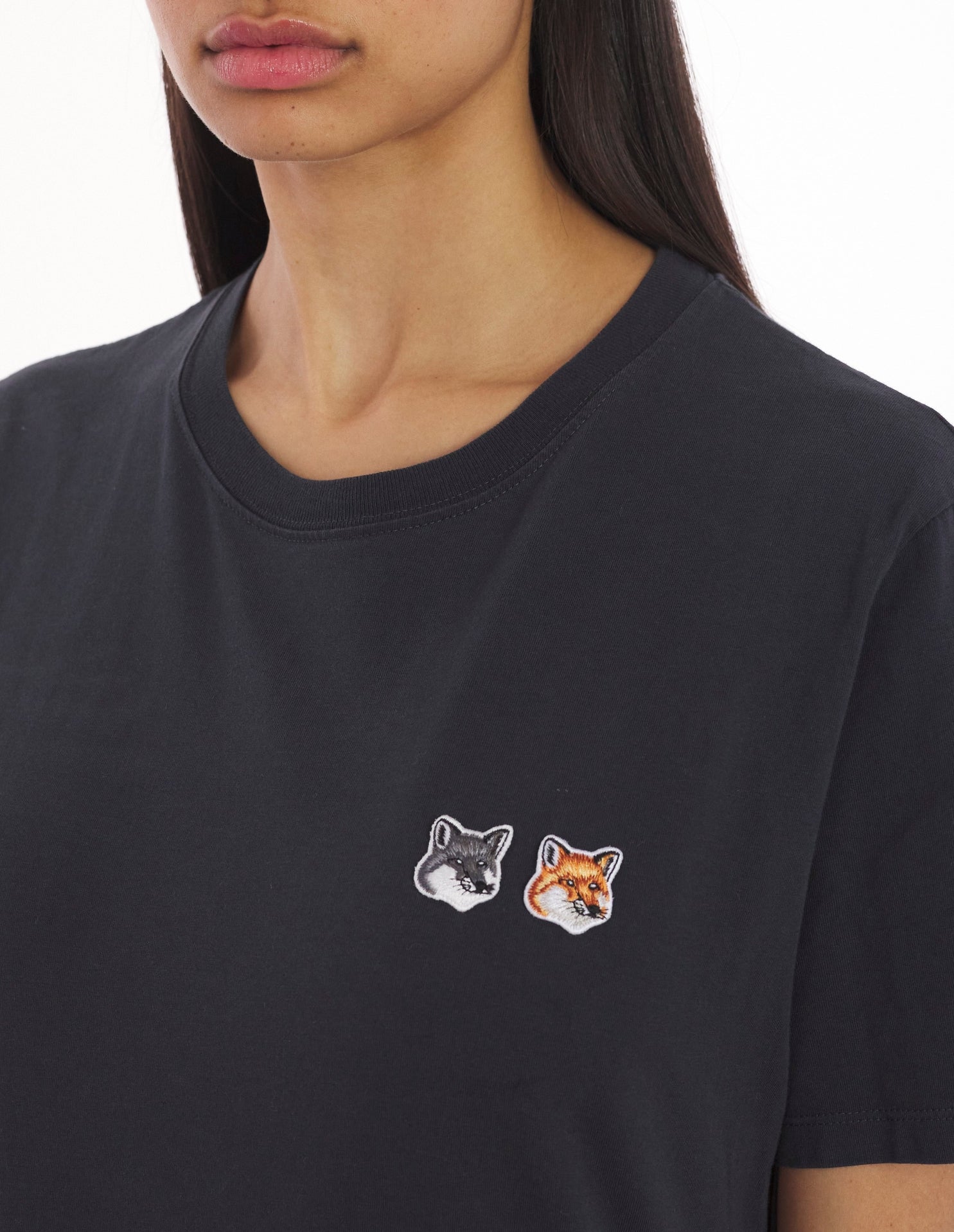 T-shirt manches courtes à double écusson - Anthracite