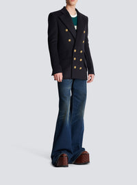 Manteau officier court en laine - Marine