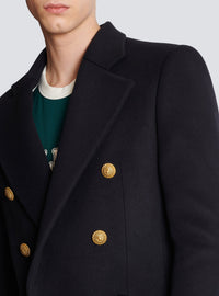 Manteau officier court en laine - Marine