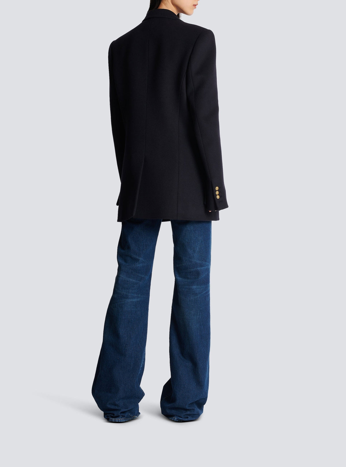 Manteau officier court en laine - Marine
